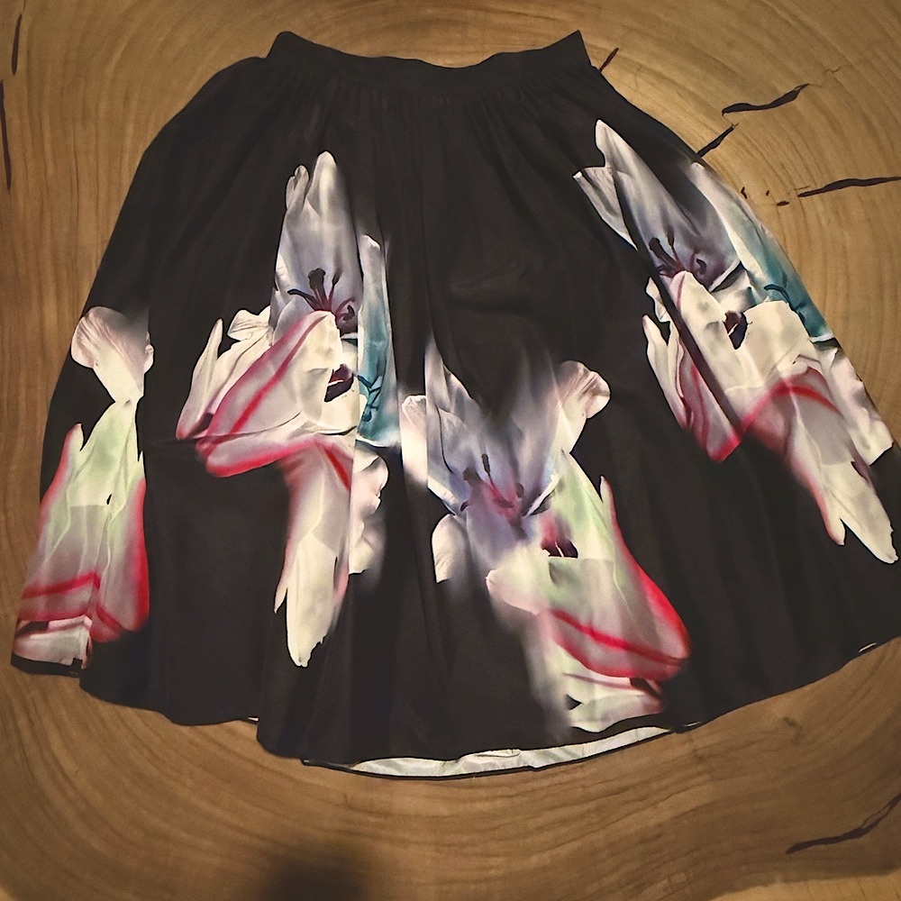 BEBE Floral Black Skirt